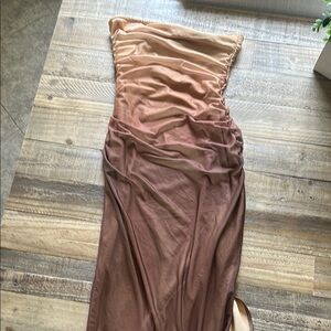 Elegant Ombre Strapless Maxi Dress